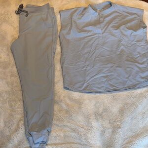 Figs Dusty Blue Sleeveless Rafaela Top and Zamora Joggers